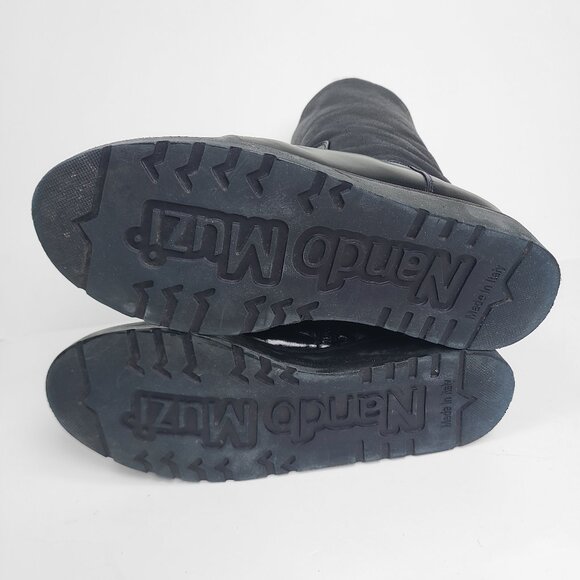 NANDO MUZI Black Leather Winter Boots Size 4.5 - Picture 10 of 13